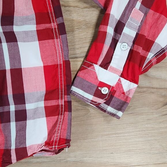 🧡Epic Threads Red & White Plaid Buttoned Shirt Medium - Picture 8 of 10